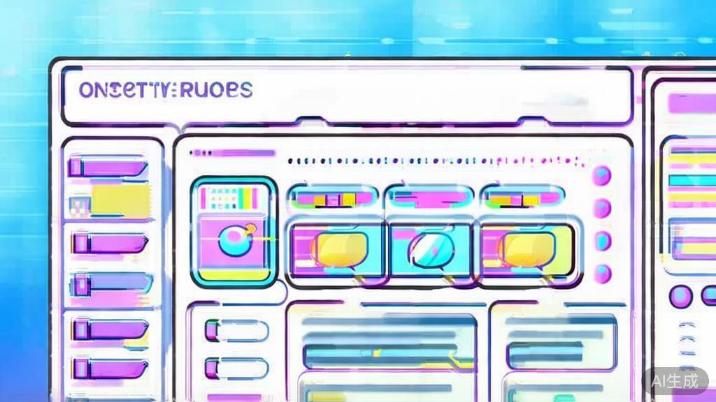 "Flat vector illustration of content creation process using templates, dashboard style, soft blue gradient"