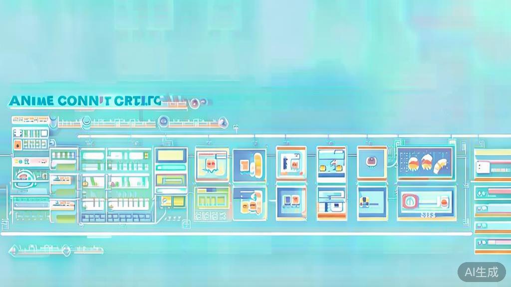 Flat vector illustration depicting strategies for engaging anime content creation, dashboard style, soft blue gradient