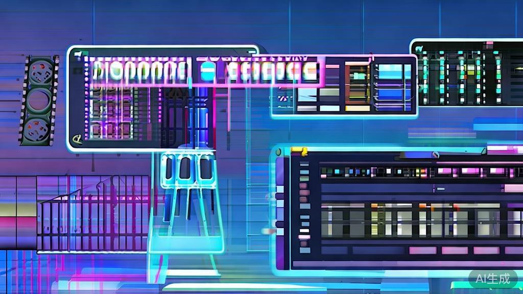 Flat vector illustration of post-production process in film with AI integration, high quality