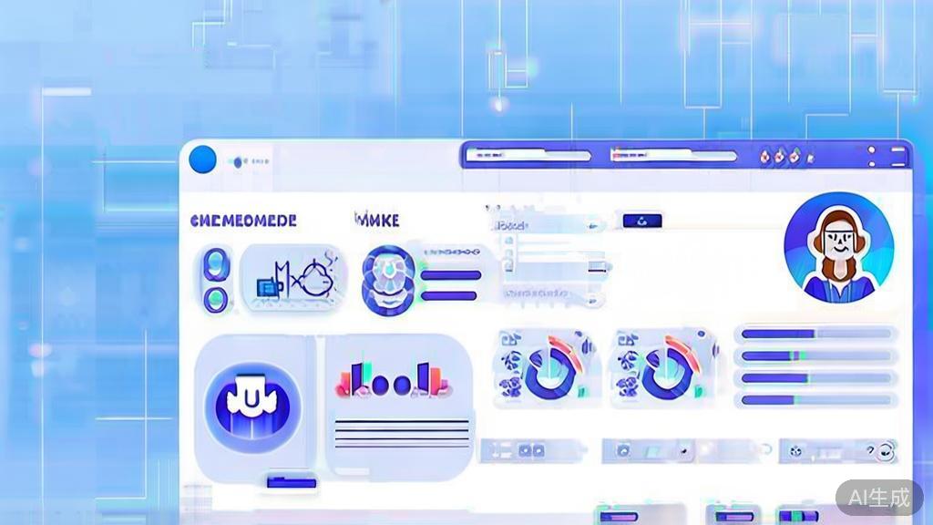 Flat vector illustration of social media engagement, dashboard style, soft blue gradient