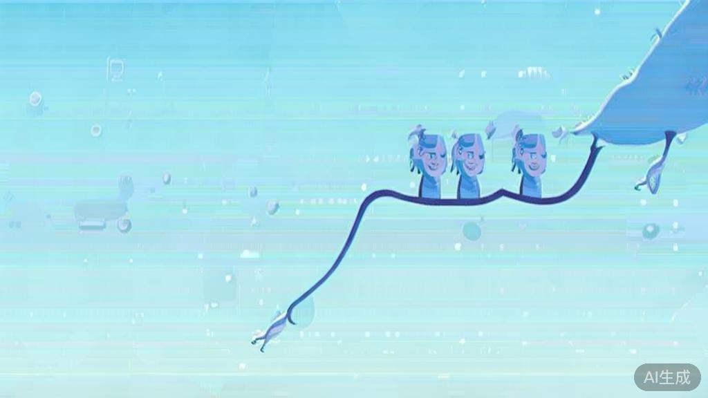 "Flat vector illustration of character storytelling, showing character development process and narrative connection, soft blue gradient"