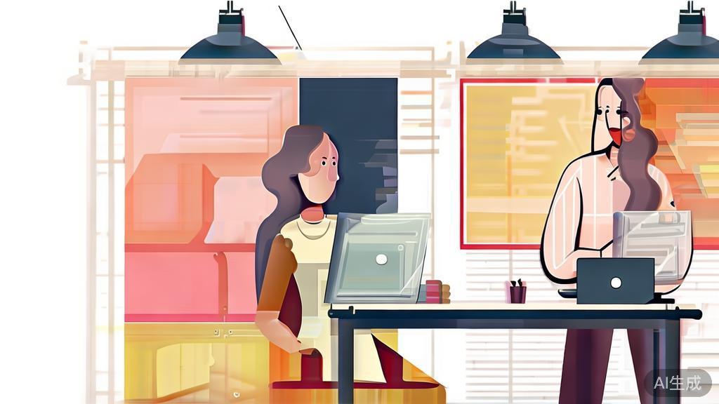 High-quality business illustration regarding small studio collaboration, minimal flat design