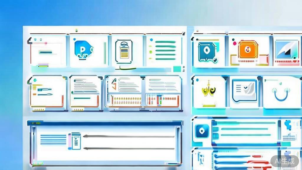 Flat vector illustration of choosing AI writing tools, dashboard style, soft blue gradient