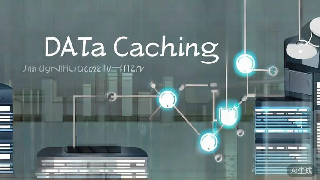 High-quality business illustration regarding data caching, minimal flat design