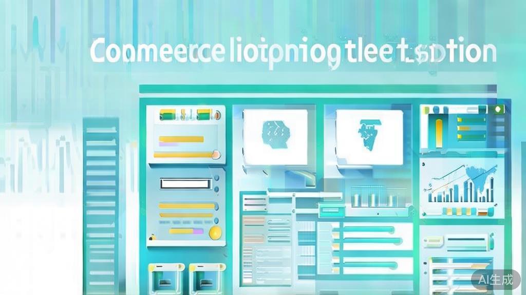 Flat vector illustration of e-commerce logistics integration, dashboard style, soft blue gradient