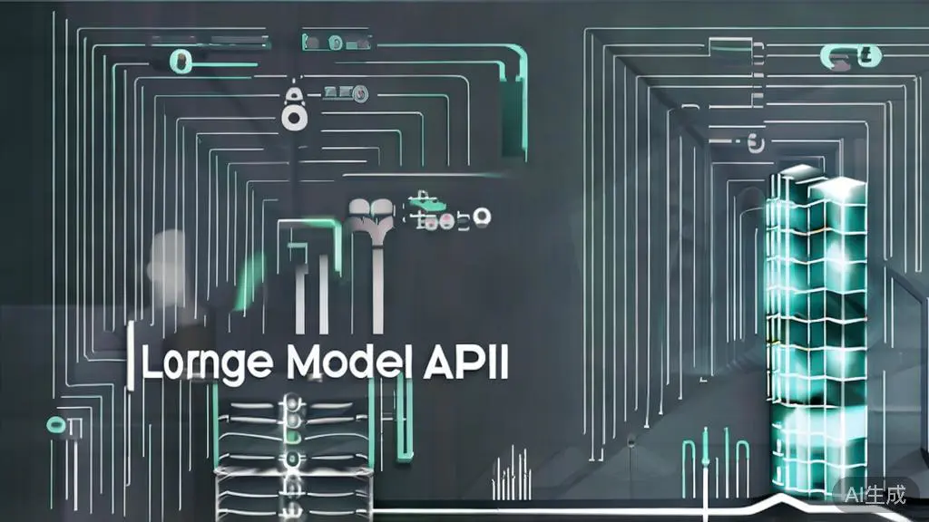 High-quality business illustration showcasing various applications of large model APIs, minimal flat design