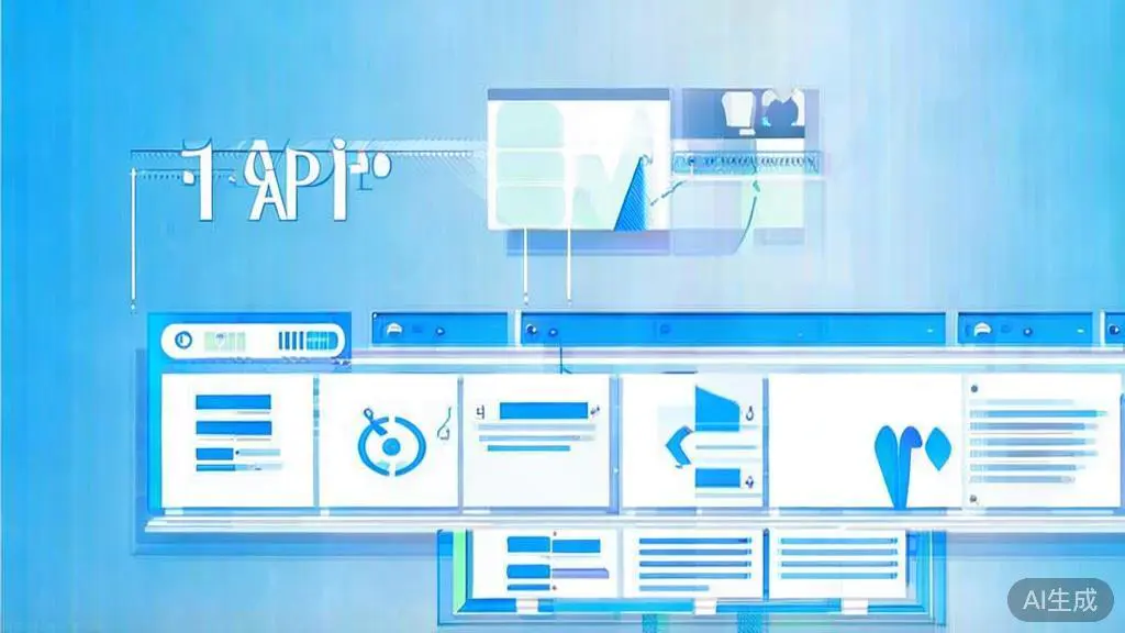 Flat vector illustration depicting flexibility and scalability of APIs, dashboard style, soft blue gradient