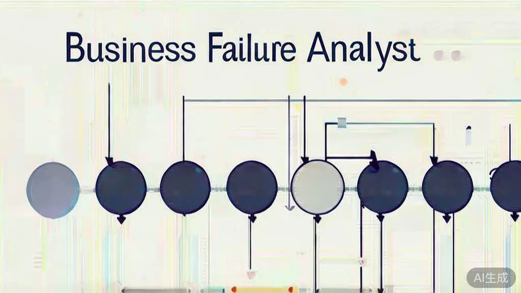 "Flat vector illustration of business failure analysis, minimalist design"