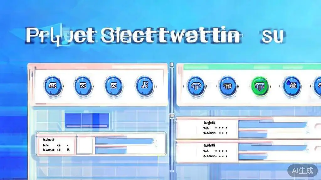 Flat vector illustration of project selection criteria, dashboard style, soft blue gradient