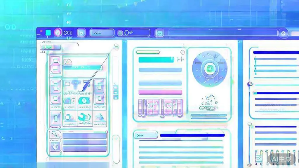 Flat vector illustration of online script generators, dashboard style, soft blue gradient