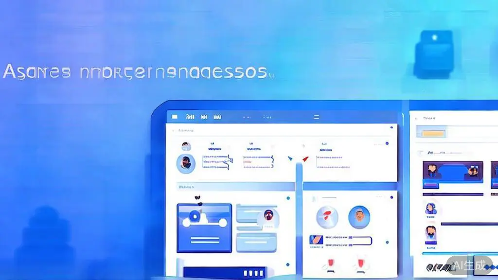 Flat vector illustration of Asana project management, dashboard style, soft blue gradient