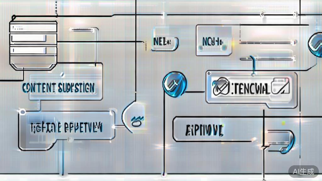 High-quality business illustration regarding content review process, minimal flat design