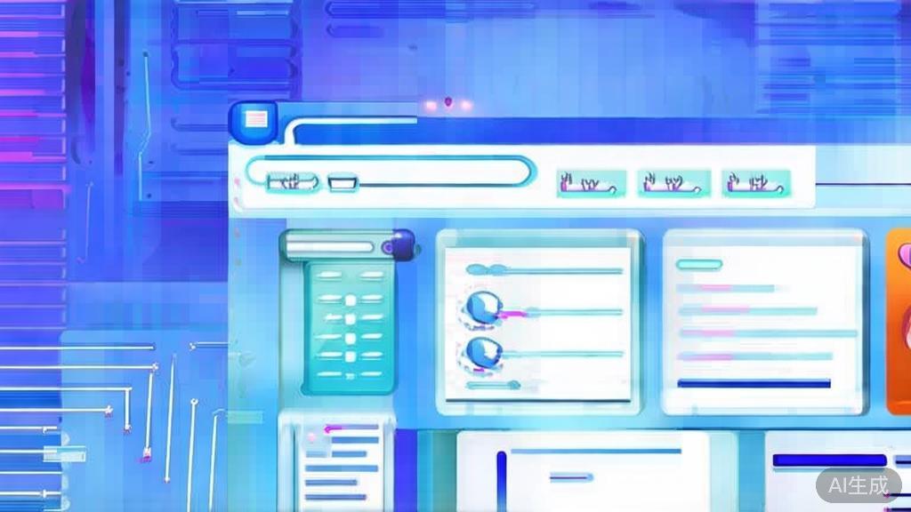 Flat vector illustration of utilizing AI writing tools features, dashboard style, soft blue gradient