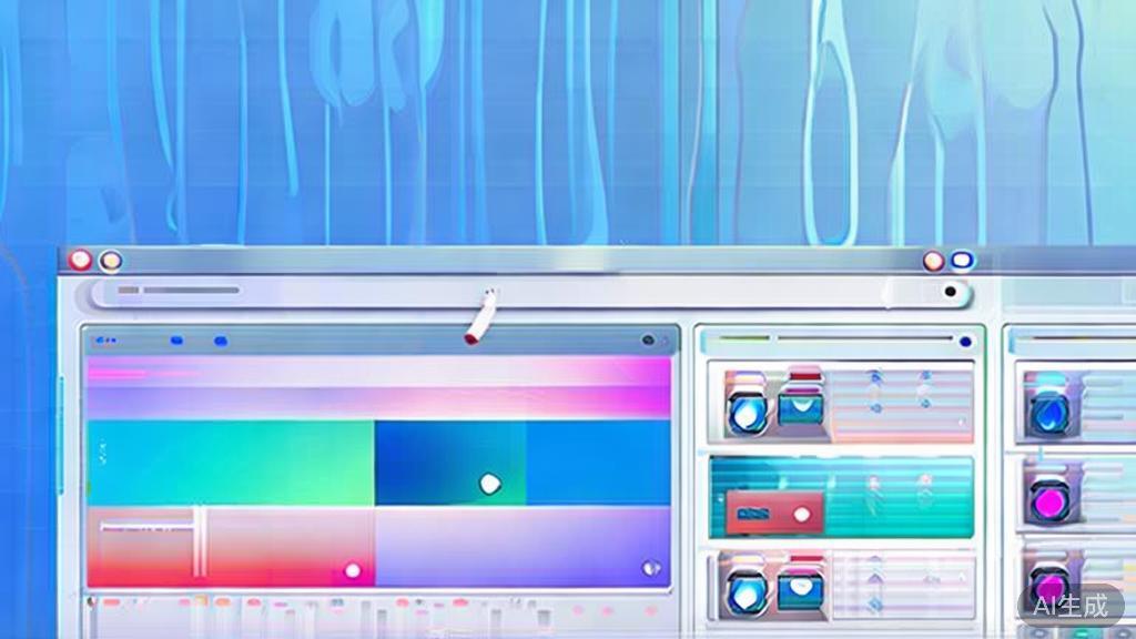 Flat vector illustration of using templates in video creation, dashboard style, soft blue gradient