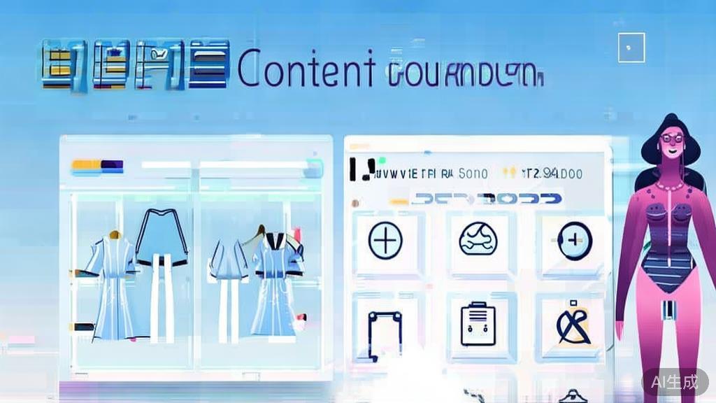Flat vector illustration of fashion content creation, dashboard style, soft blue gradient