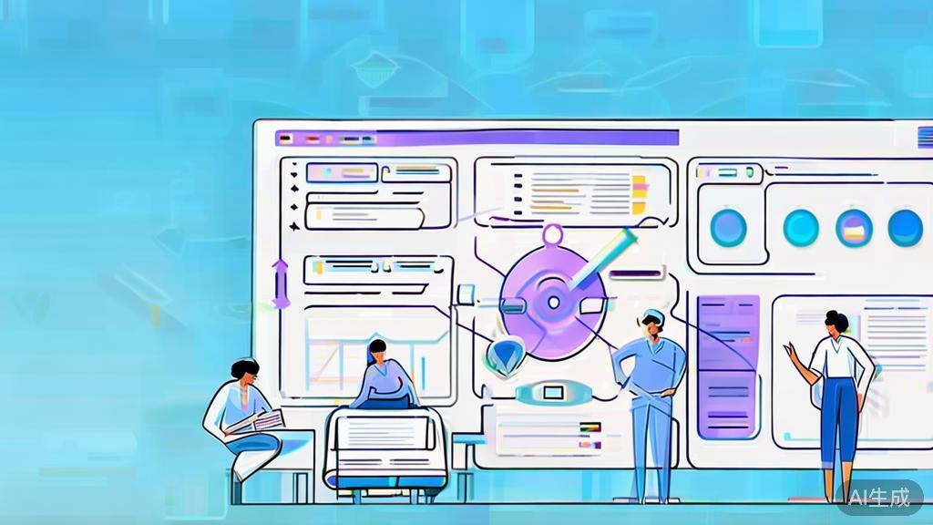 Flat vector illustration of diverse team collaboration, dashboard style, soft blue gradient