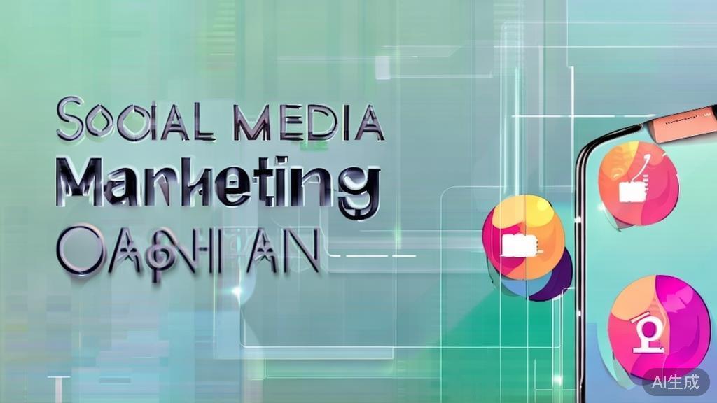 High-quality business illustration representing a social media marketing campaign, minimal flat design