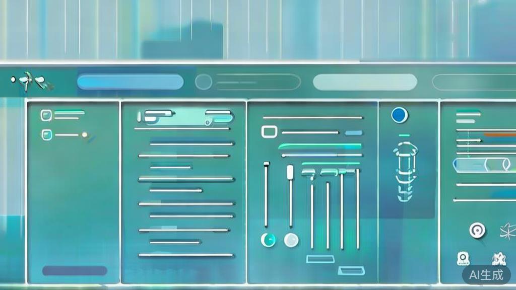 "Flat vector illustration of mobile application development, dashboard style, soft blue gradient"