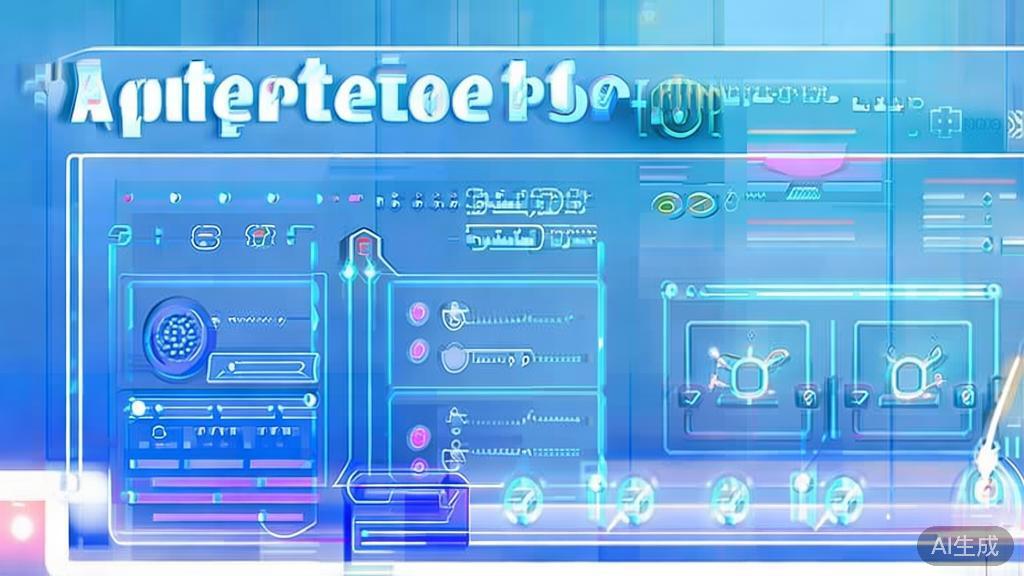 Flat vector illustration of AI tools for entrepreneurs, dashboard style, soft blue gradient