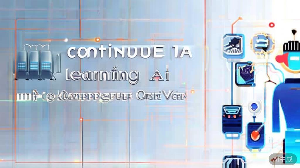 High-quality business illustration regarding continuous learning in AI, minimal flat design