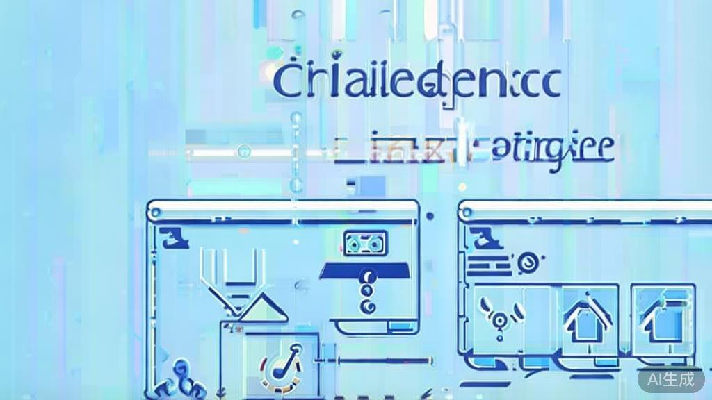 "Flat vector illustration of challenges in AI animation, dashboard style, soft blue gradient"