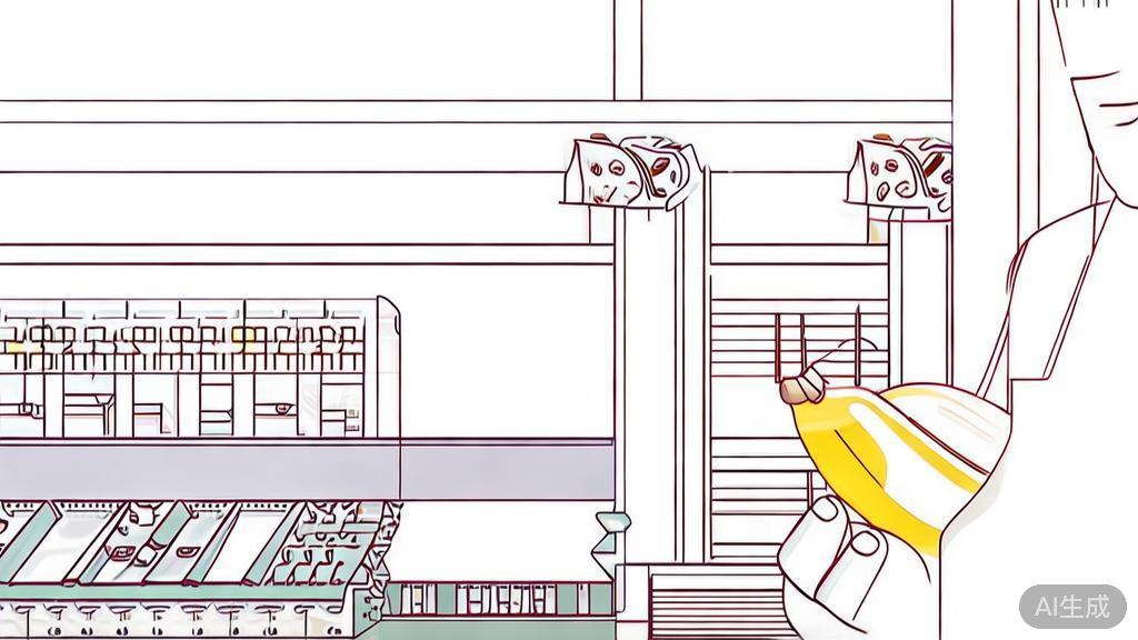 "Minimalist business illustration of a person smelling bananas in a grocery store"