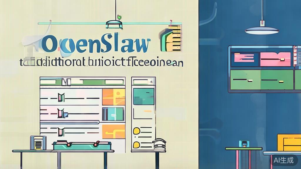 High-quality business illustration regarding the differences between OpenClaw and traditional education technology, minimal flat design