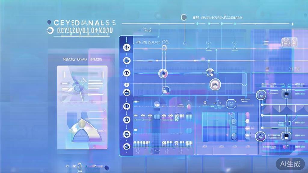 Flat vector illustration of keyword analysis, dashboard style, soft blue gradient