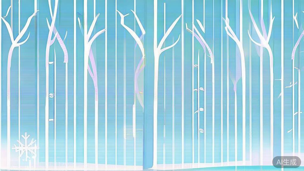 Flat vector illustration of winter forest, dashboard style, soft blue gradient