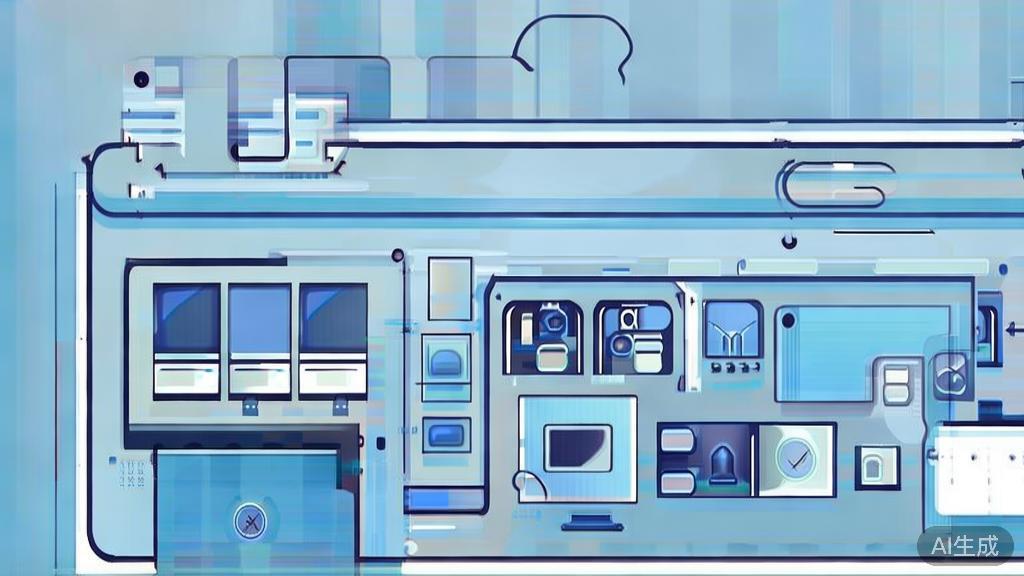 Flat vector illustration of 图像合成 process, dashboard style, soft blue gradient