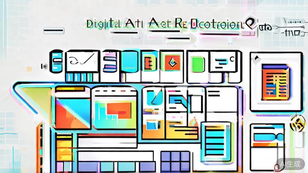High-quality business illustration about digital art creation tools, minimal flat design