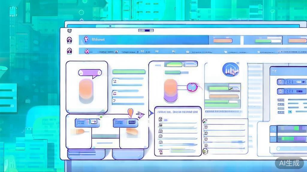 "Flat vector illustration of PlantUML online usage tips and guides, dashboard style, soft blue gradient"