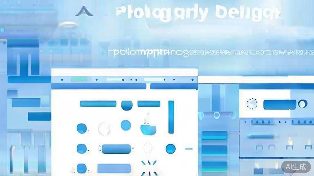 Flat vector illustration of photography settings, dashboard style, soft blue gradient