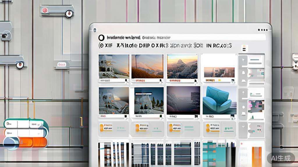 "High-quality business illustration regarding photo management using EXIF data, minimal flat design"