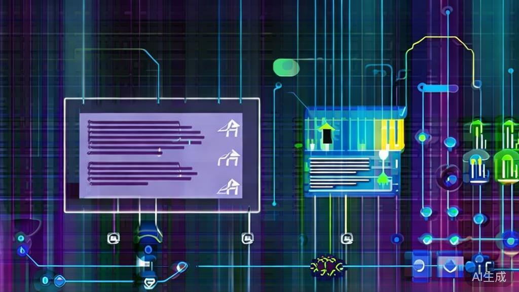 High-quality business illustration showcasing AI text generation process, flat design style