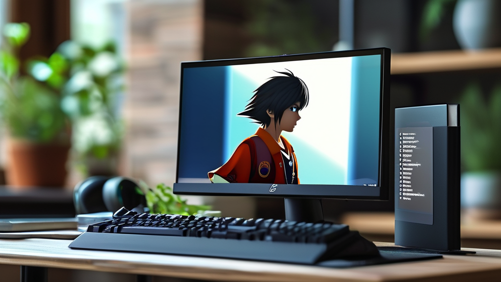 A modern desk setup showing a localized Sora interface on a Chinese screen, with a compliance checklist visible, in a calm office environment.
