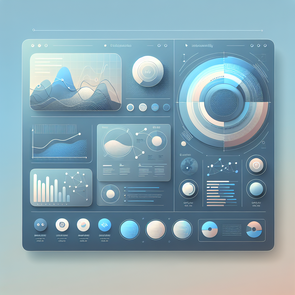 "Minimalist business dashboard with abstract data visualization, soft gradient background, professional color scheme, clean geometric shapes, flat design style, high quality"