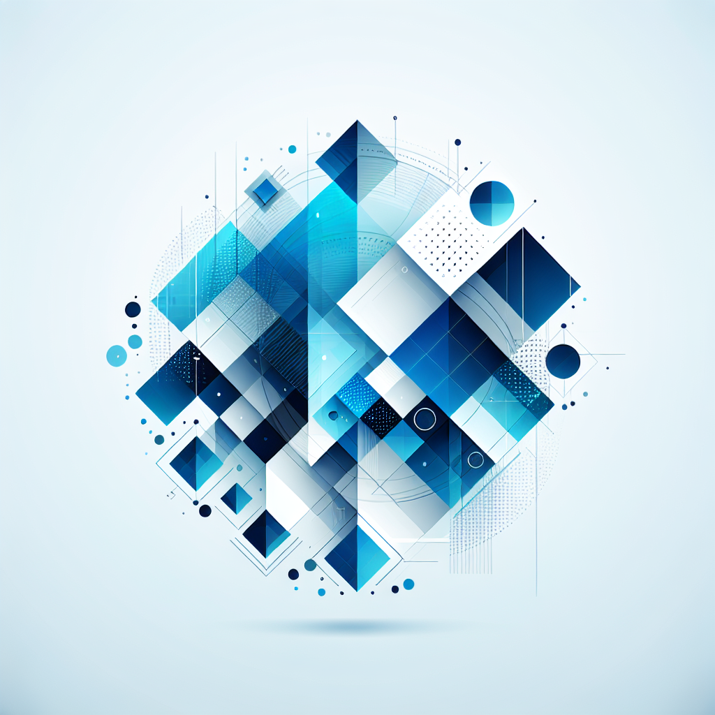 "Abstract business concept with geometric shapes, professional blue gradient, clean minimal design, modern corporate illustration, high resolution, 4k"