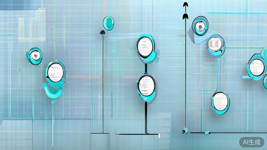 "Simple flowchart illustration with connected circles and arrows, light blue and white color scheme, clean minimal design, business presentation style, infographic element"