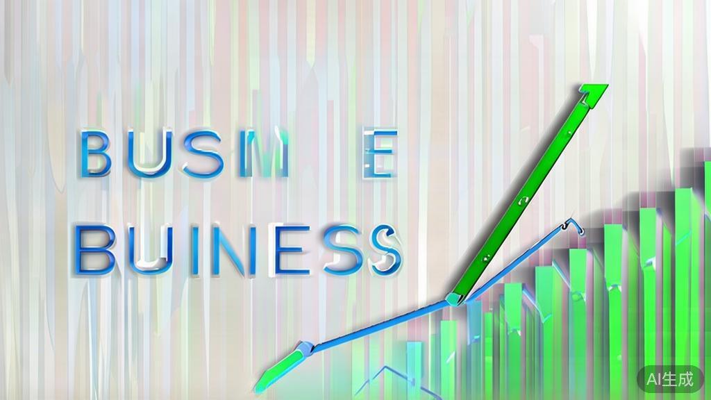 Upward trending graph with simple geometric elements, green and blue color palette, clean business infographic style, minimal design, growth concept