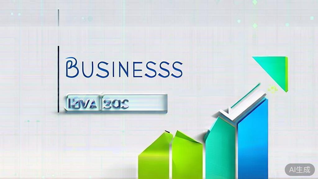 Upward trending graph with simple geometric elements, green and blue color palette, clean business infographic style, minimal design, growth concept