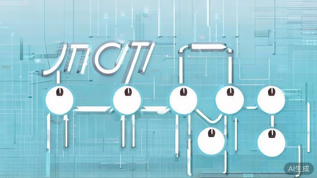 Simple flowchart illustration with connected circles and arrows, light blue and white color scheme, clean minimal design, business presentation style, infographic element