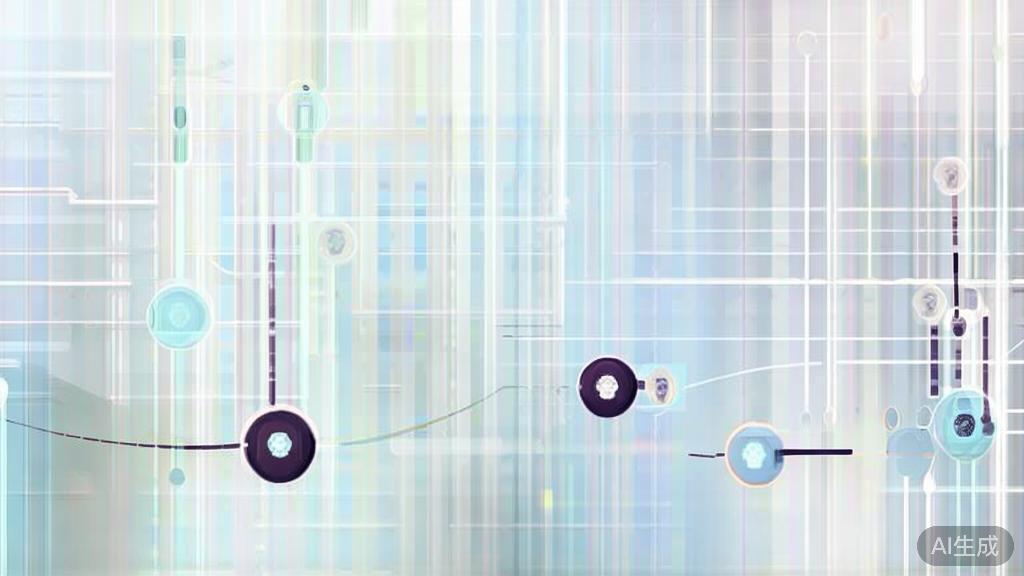 Abstract network nodes connected by lines, soft color scheme, clean minimal illustration, modern digital concept, technology background