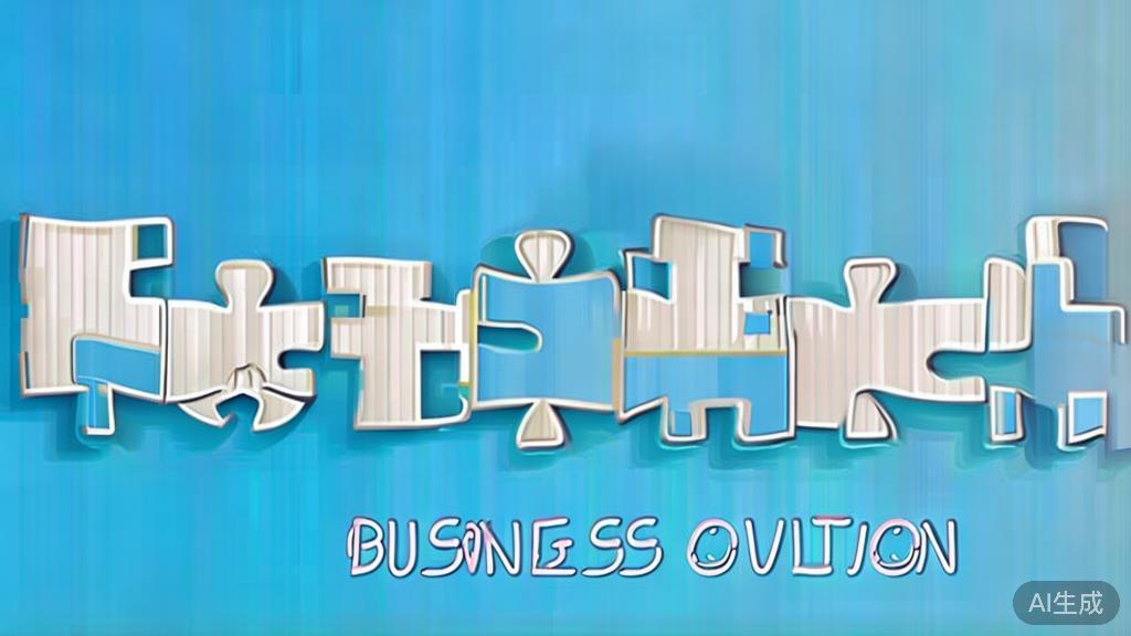 Simple puzzle pieces connecting together, gradient blue background, clean flat design, business solution concept, minimalist style, success concept