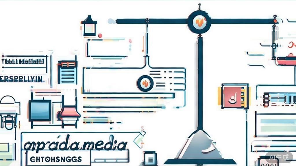 "Flat vector illustration of challenges and opportunities in social media, corporate style"