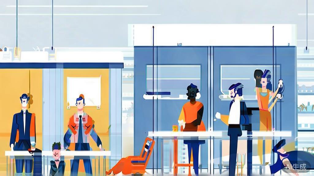 Stylized corporate illustration of influencer marketing, flat design, diverse characters, no facial features, professional atmosphere