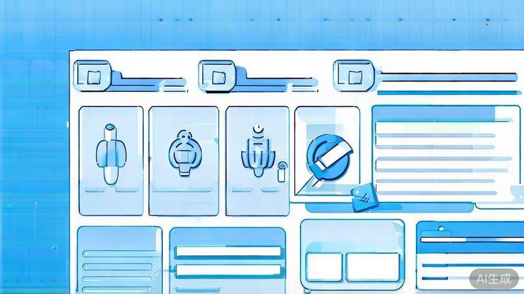 Flat vector illustration of content creation process, dashboard style, soft blue gradient