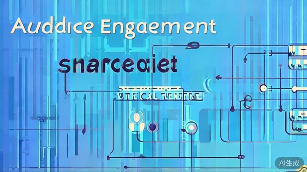 Flat vector illustration of audience engagement strategies, dashboard style, soft blue gradient