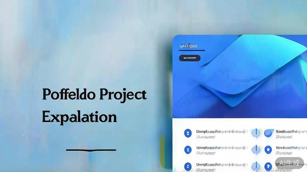 Flat vector illustration of portfolio project explanation, dashboard style, soft blue gradient