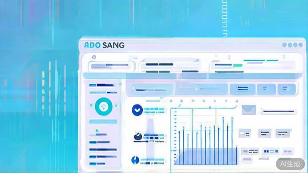 "Flat vector illustration of SEO ranking and keyword strategy, dashboard style, soft blue gradient"